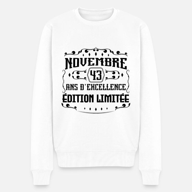 Novembre 43 Ans Cadeau D'anniversaire - Pull Premium bio Homme - blanc