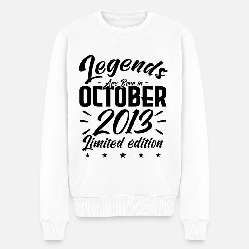 LEGENDS ARE BORN IN OKTOBER 2013 JUBILÄUMSGESCHENK - Männer Premium Bio Pullover - Weiß