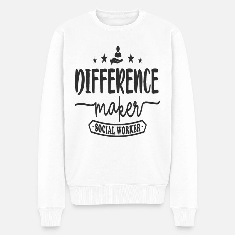 Difference Maker Sozialarbeiter - Männer Premium Bio Pullover - Weiß