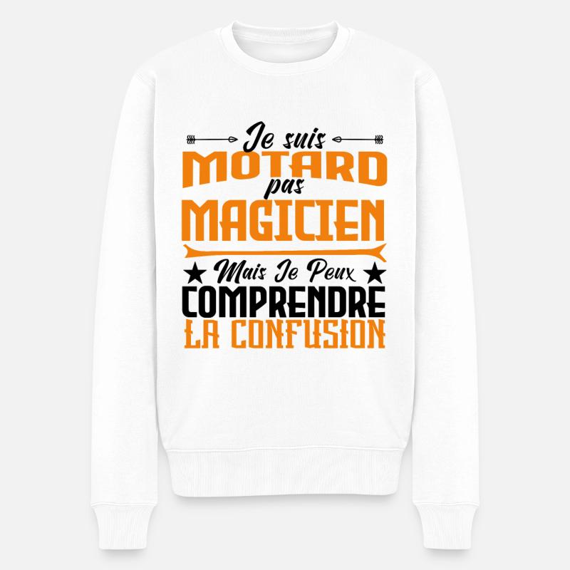 je suis Motard pas magicien - Pull Premium bio Homme - blanc