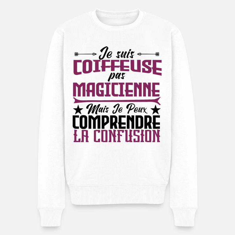 je suis Coiffeuse pas magicienne - Pull Premium bio Homme - blanc