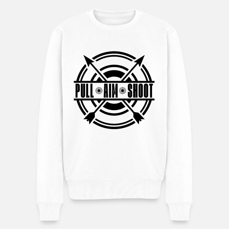 Pull Aim Shoot Archery Hunting Bowhunter Archer - Männer Premium Bio Pullover - Weiß