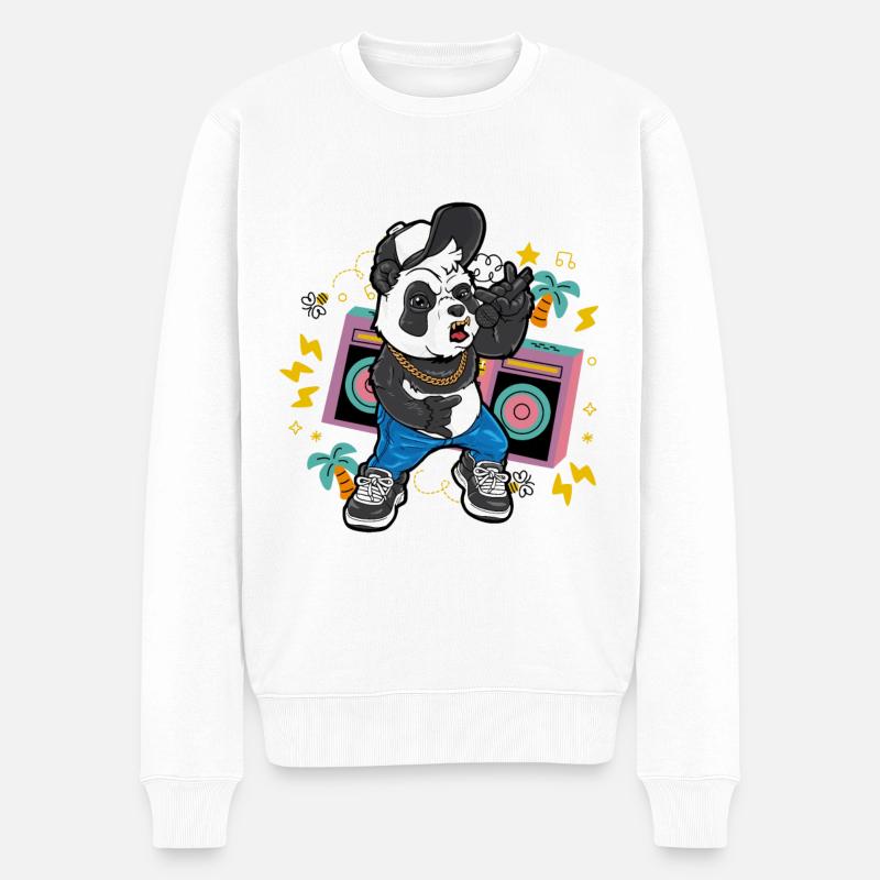 HipHop Panda - Pull Premium bio Homme - blanc