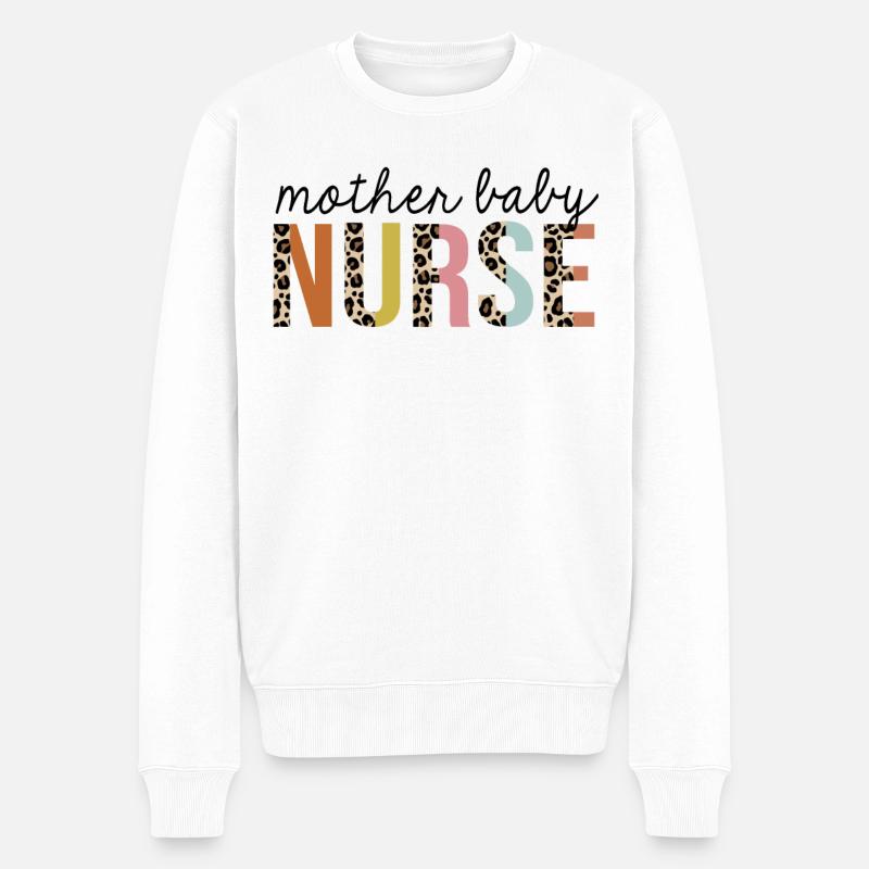 Mutter-Kind-Krankenschwester Leopard Print Registered RN - Männer Premium Bio Pullover - Weiß