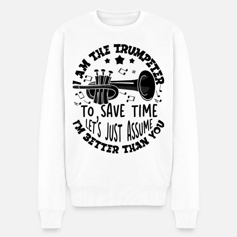 Trompeter Trompete Instrument Blechblasmusik - Männer Premium Bio Pullover - Weiß
