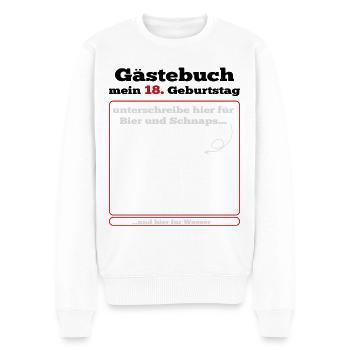 Gästebuch 18. Geburtstag - Männer Premium Bio Pullover - Weiß - Vorne - Thijin (182cm)