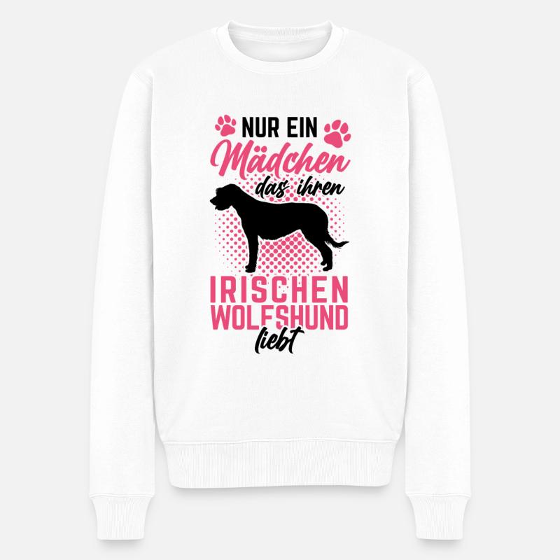 Mädchen liebt Irischer Wolfshund Irland Windhund - Männer Premium Bio Pullover - Weiß