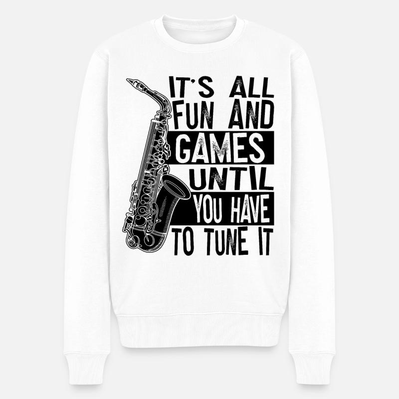 Saxophone Lecteur de saxophone - Pull Premium bio Homme - blanc