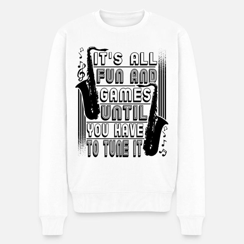 Saxophone Lecteur de saxophone - Pull Premium bio Homme - blanc