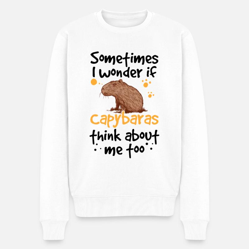 Capybara denken an mich Wasserschwein - Männer Premium Bio Pullover - Weiß