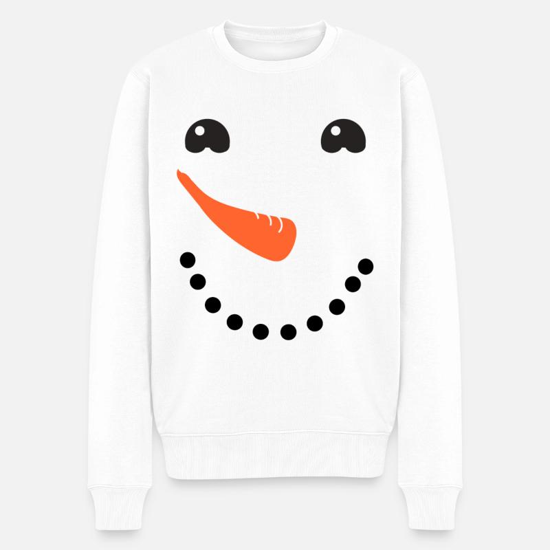 Schneemann Gesicht - Männer Premium Bio Pullover - Weiß