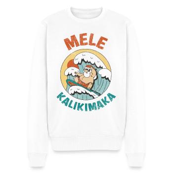 Mele Kalikimaka Hawaii Surfender Weihnachtsmann - Männer Premium Bio Pullover - Weiß - Vorne - Thijin (182cm)