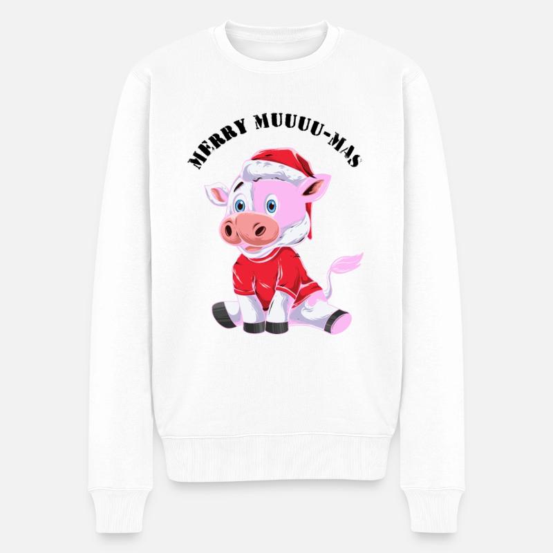 Merry Muuu Mas Outfit - Männer Premium Bio Pullover - Weiß