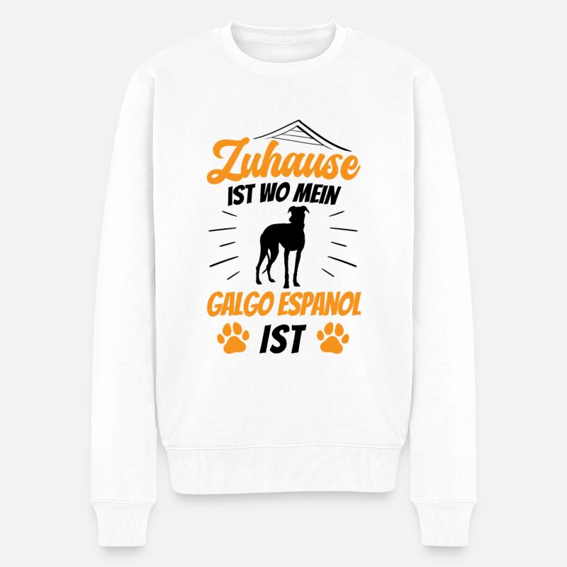 Zuhause ist wo mein Galgo ist Galgo Espanol - Männer Premium Bio Pullover - Weiß