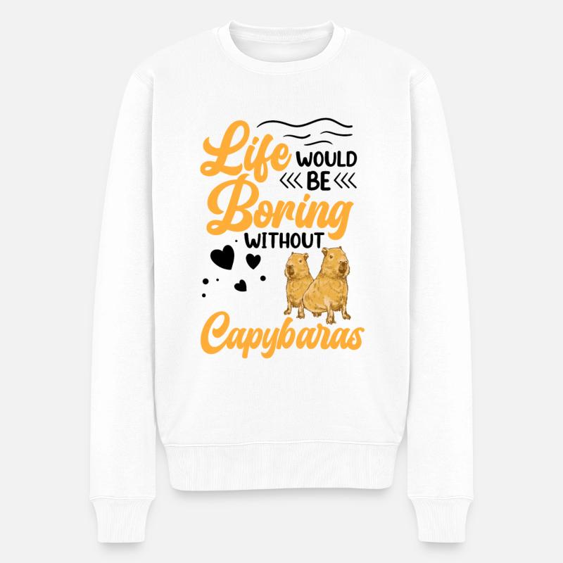 Capybara Leben ist langweilig ohne Capybara - Männer Premium Bio Pullover - Weiß