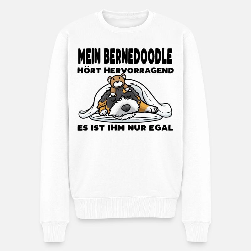 Bernedoodle Hund - Männer Premium Bio Pullover - Weiß