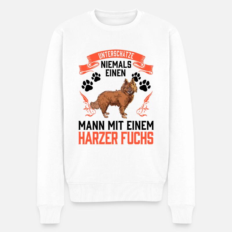 Mann mit Harzer Fuchs unterschätzen Hütefuchs - Männer Premium Bio Pullover - Weiß