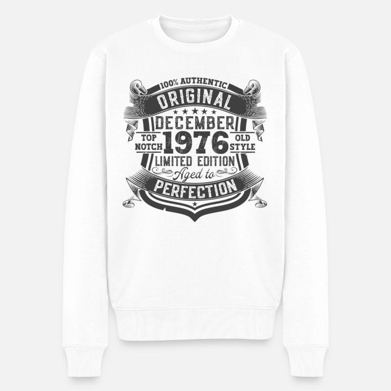 Dezember Jahrgang 1976 46. Geburtstag Geschenk - Männer Premium Bio Pullover - Weiß