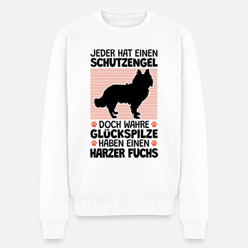 Harzer Fuchs ist mein Schutzengel Hütehund - Männer Premium Bio Pullover - Weiß