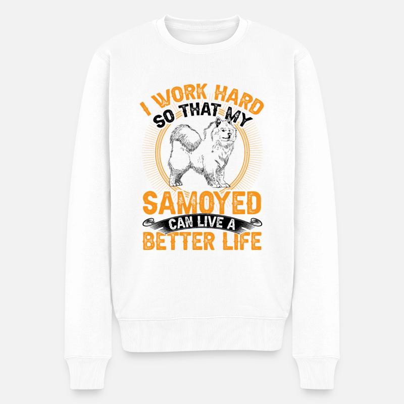 Samoyed work hard Samoyedenspitz - Men's Premium Organic Jumper - white