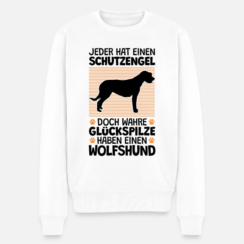 Irischer Wolfshund ist mein Schutzengel - Männer Premium Bio Pullover - Weiß