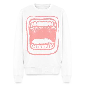 2reborn Schrei Mund Zähne Angst Scream Mouth - Männer Premium Bio Pullover - Weiß - Vorne - Thijin (182cm)