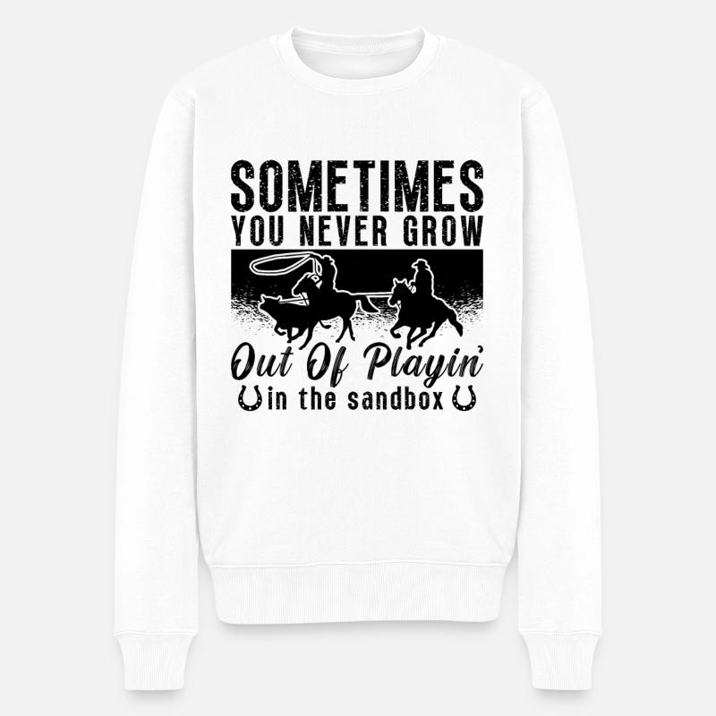 Sometimes You Never Grow Western Riding Horseman - Männer Premium Bio Pullover - Weiß