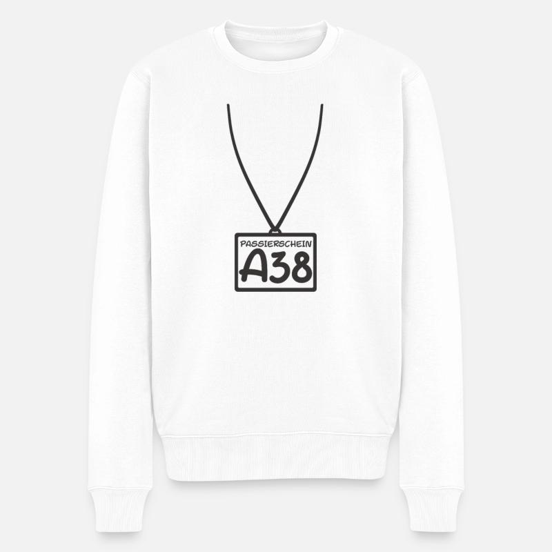 Passierschein A38 Ausgangssperre Home Office - Männer Premium Bio Pullover - Weiß