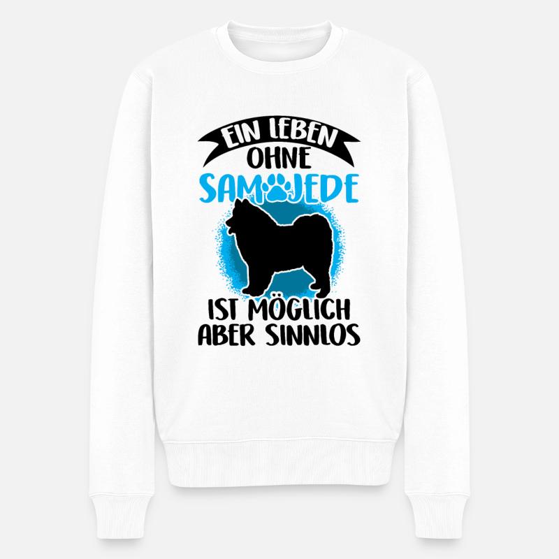Leben ohne Samojede Samojedenspitz - Männer Premium Bio Pullover - Weiß