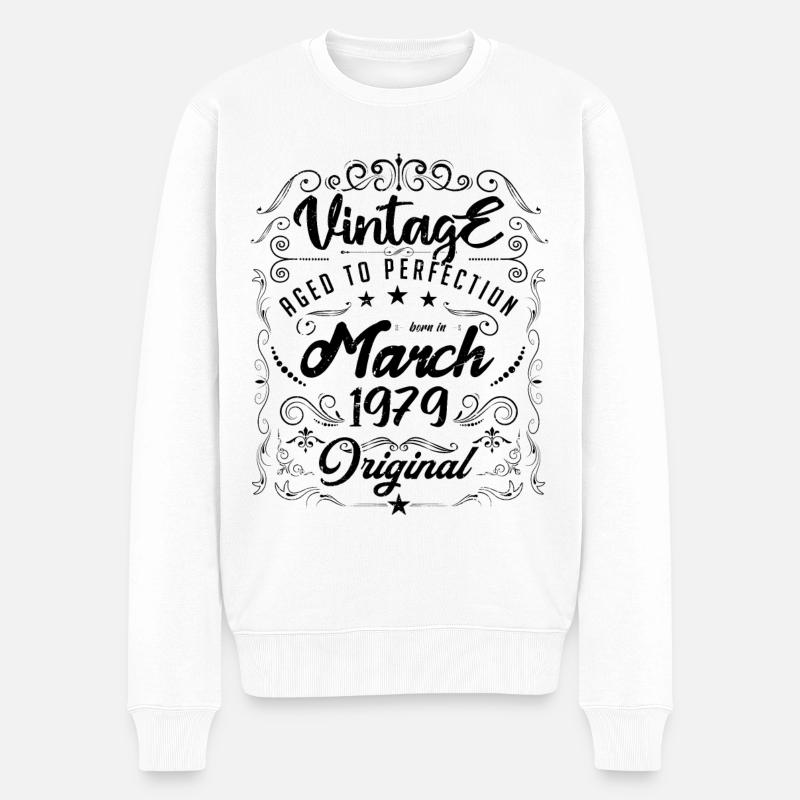 Vintage Né(e) en Mars 1979. anniversaire mars 1979 - Pull Premium bio Homme - blanc