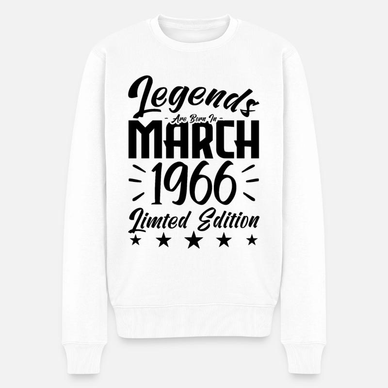 Naissance En Mars 1966. Cadeau d'anniversaire mars - Pull Premium bio Homme - blanc