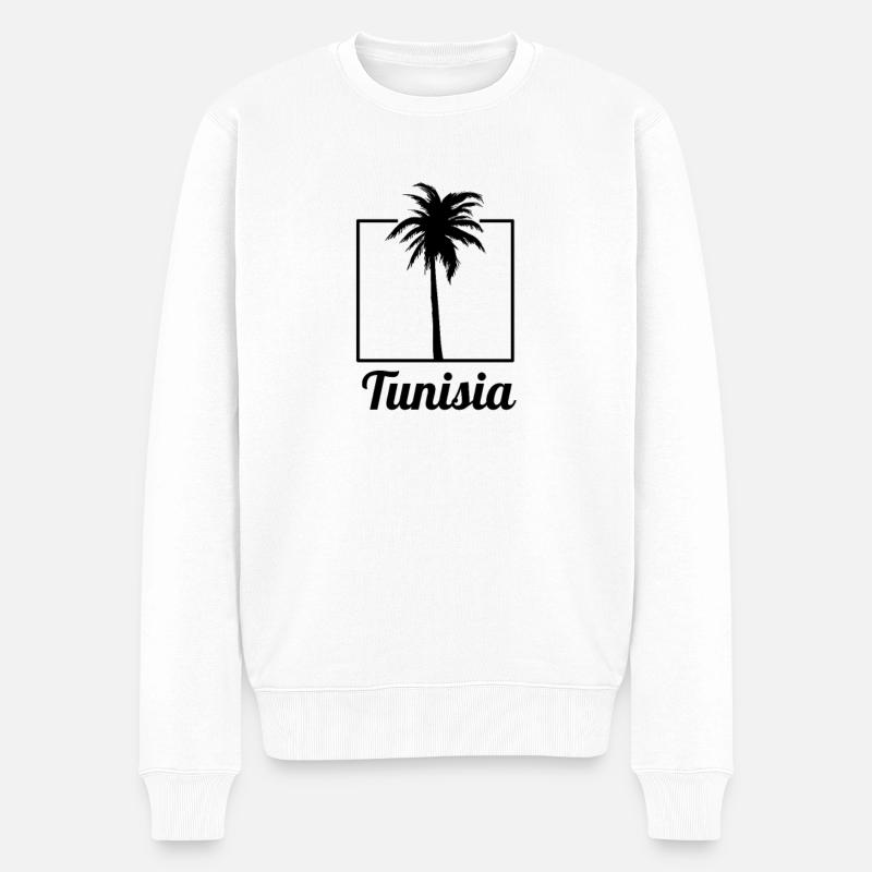 Tunesien Palm Tree Holiday Trip Souvenir - Männer Premium Bio Pullover - Weiß