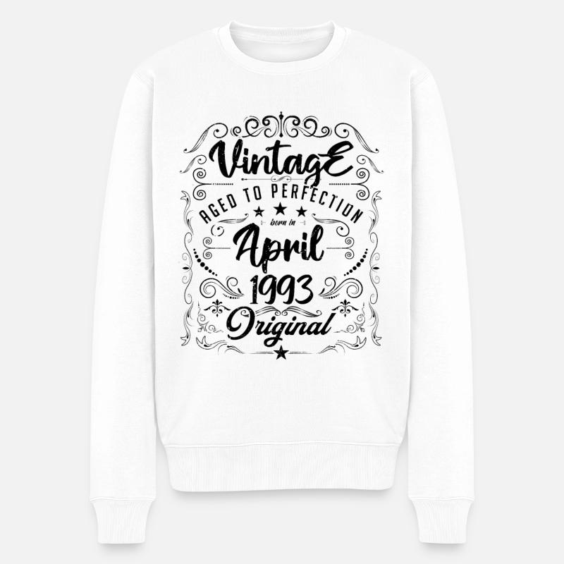 Jahrgang geboren im April 1993. Geburtstag April. - Männer Premium Bio Pullover - Weiß