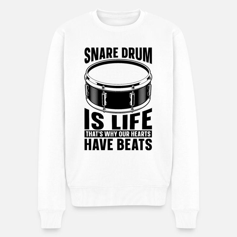 Snare Drum Is Life That's Why Percussion Drummer - Männer Premium Bio Pullover - Weiß