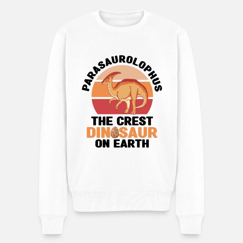 Dino - Männer Premium Bio Pullover - Weiß