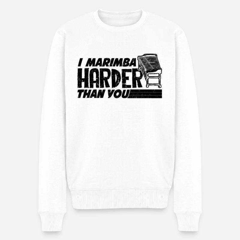 I Marimba Harder Retro Percussion Marimba Player - Männer Premium Bio Pullover - Weiß
