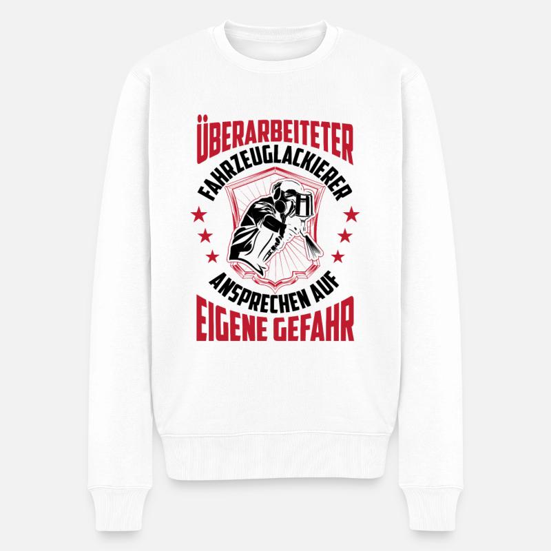 Überarbeiteter Fahrzeuglackierer Lackierer - Männer Premium Bio Pullover - Weiß