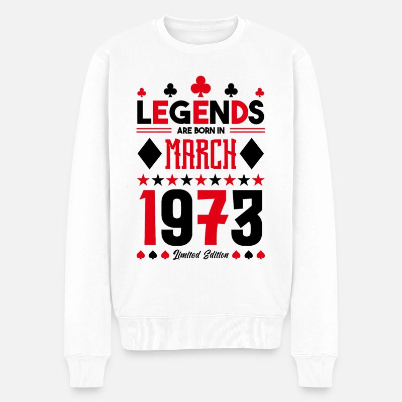 Geburtstagsgeschenk März 1973. Kartenspiele . - Männer Premium Bio Pullover - Weiß