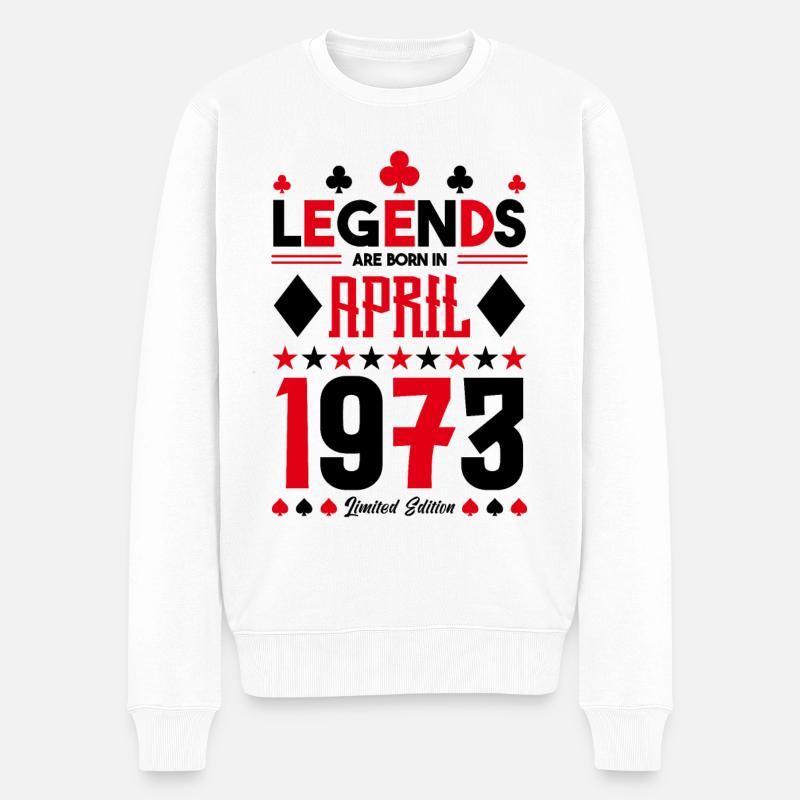 Geburtstagsgeschenk April 1973. Kartenspiele. - Männer Premium Bio Pullover - Weiß