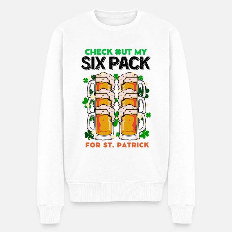 Saint Patrick mon Six Pack bières c'est délicieux - Pull Premium bio Homme - blanc