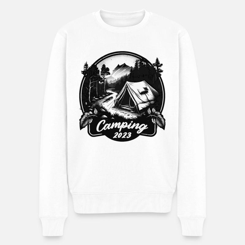 Camping tour 2023 - Patch design - Männer Premium Bio Pullover - Weiß
