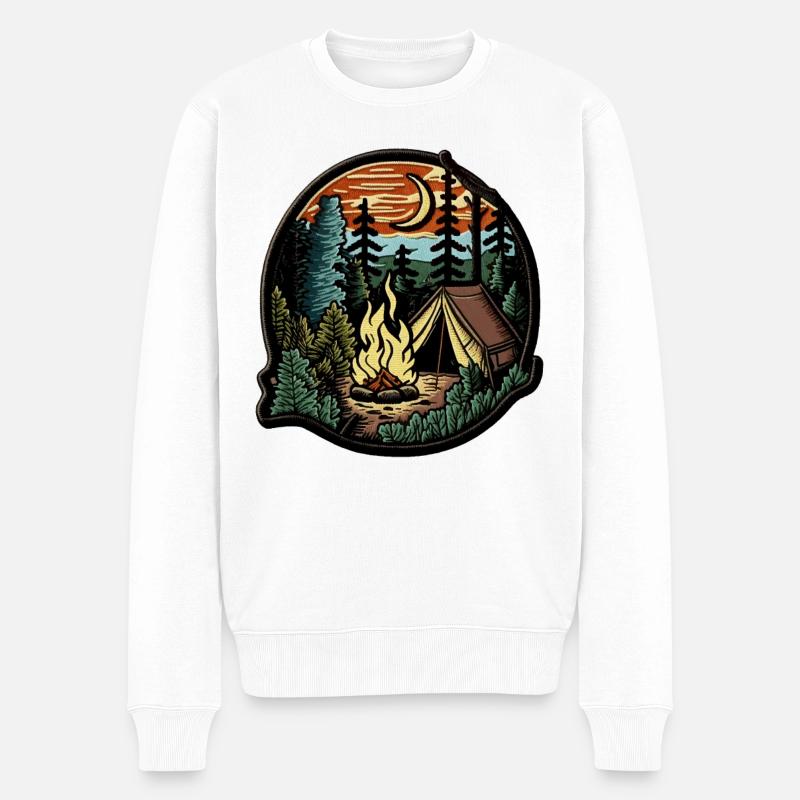 Camping - Patch design - Männer Premium Bio Pullover - Weiß