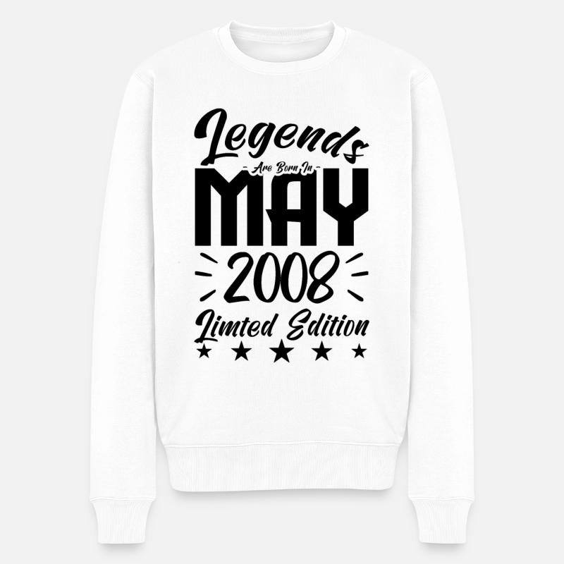 Geboren Mai 2008 Geburtstagsgeschenk 2008. - Männer Premium Bio Pullover - Weiß