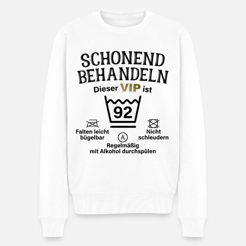 92. Geburtstag Schonend Behandeln 92 VIP ist 92 - Männer Premium Bio Pullover - Weiß
