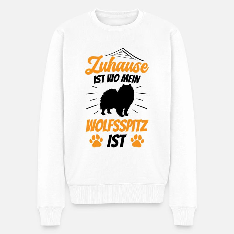 Wolfsspitz ist mein Zuhause Deutscher Keeshond - Männer Premium Bio Pullover - Weiß