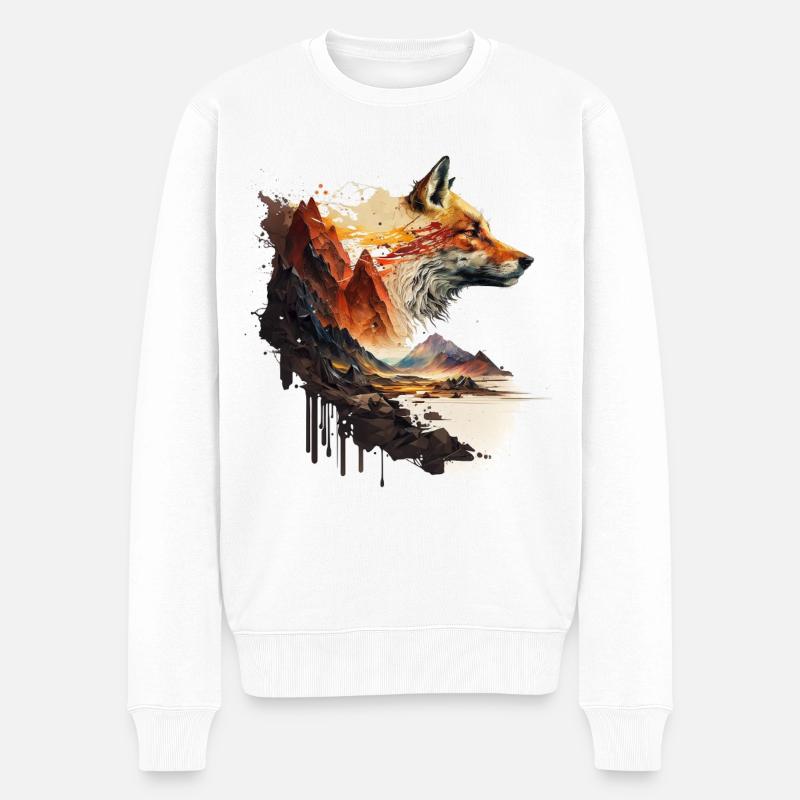 Fuchs Kunst Kunstwerk Geschenk Tierliebhaber Motiv - Männer Premium Bio Pullover - Weiß