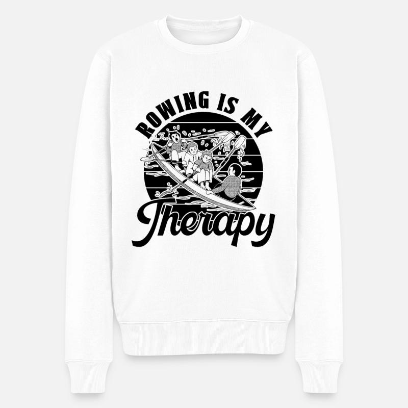 Rowing Is My Therapy Boat Oarsmen Paddling Rower - Männer Premium Bio Pullover - Weiß