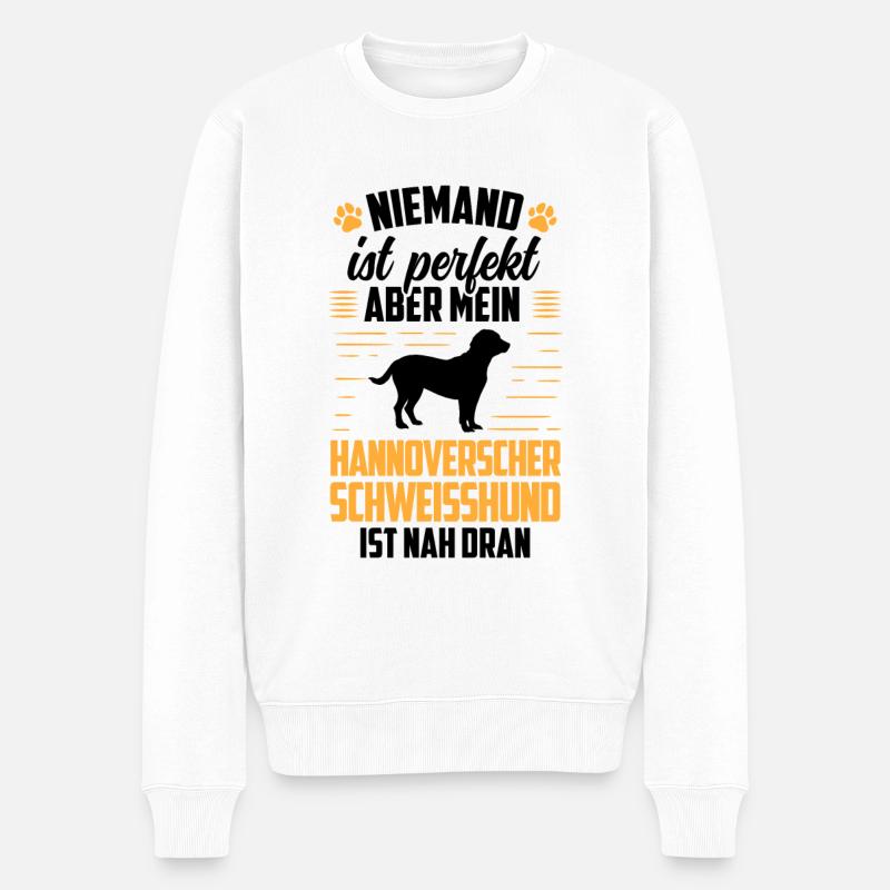 Hannoverscher Schweißhund ist nicht perfekt - Männer Premium Bio Pullover - Weiß