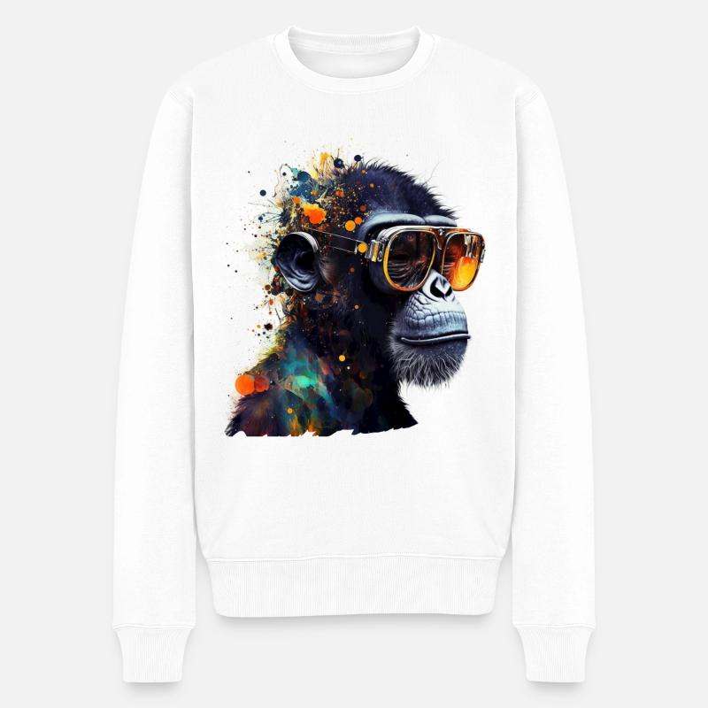 Affe Zoo Tiermotiv Tierliebhaber Tierisch - Männer Premium Bio Pullover - Weiß