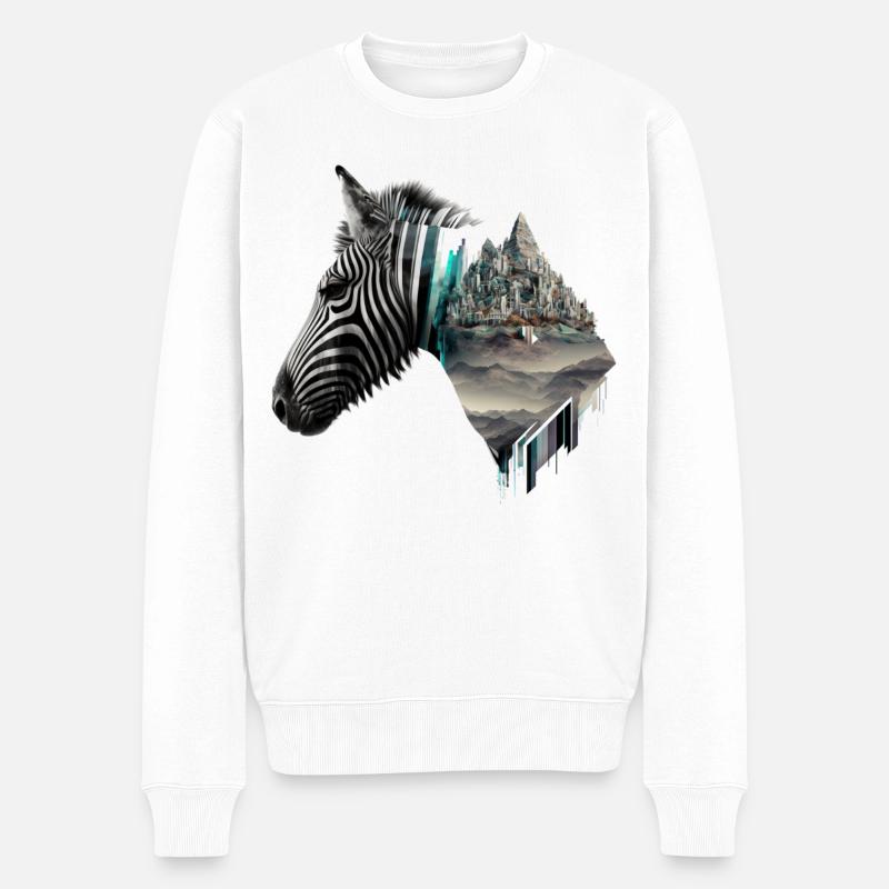 Zebra Berge Geschenk Frau Kunst Tiere Zoo Zebras - Männer Premium Bio Pullover - Weiß